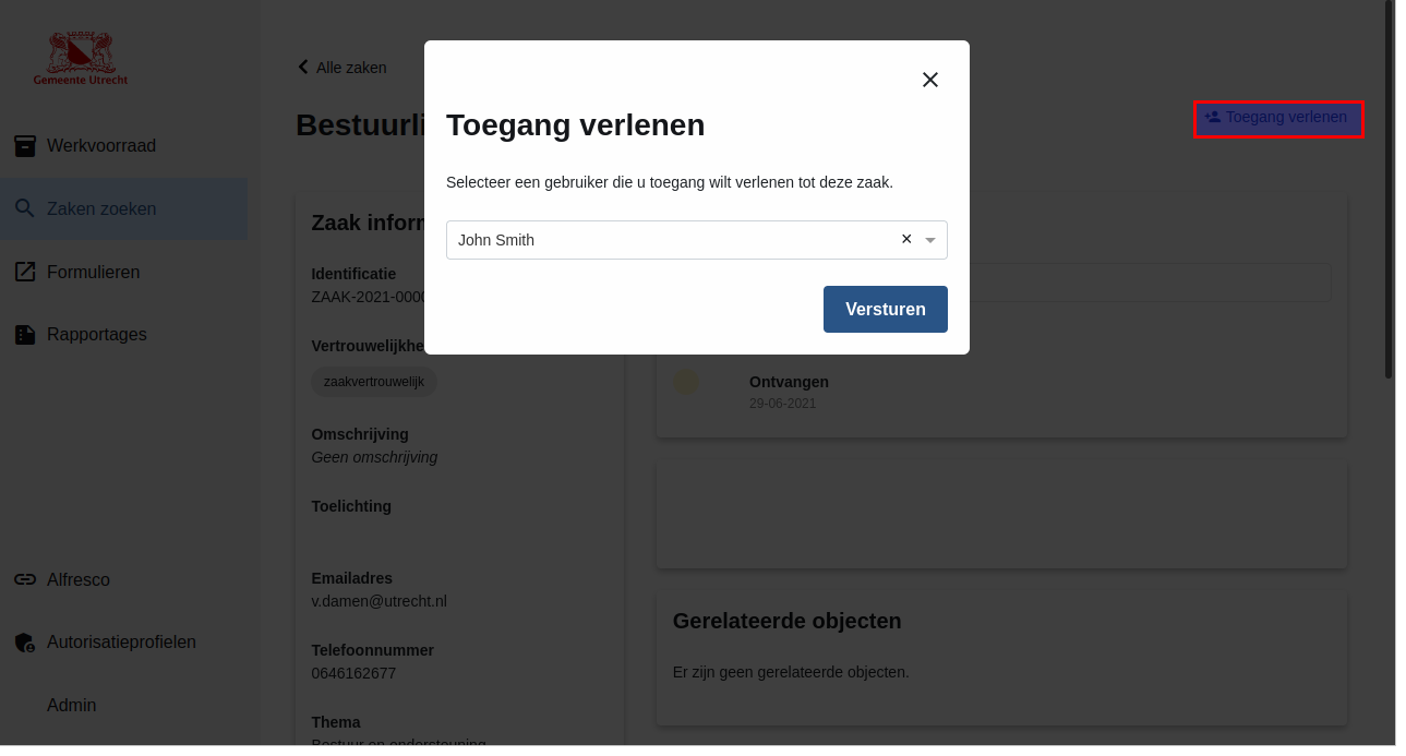 Grant permission to the user