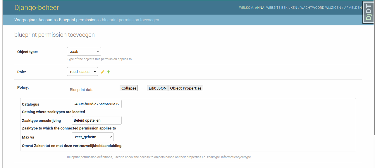 Fill in permission data
