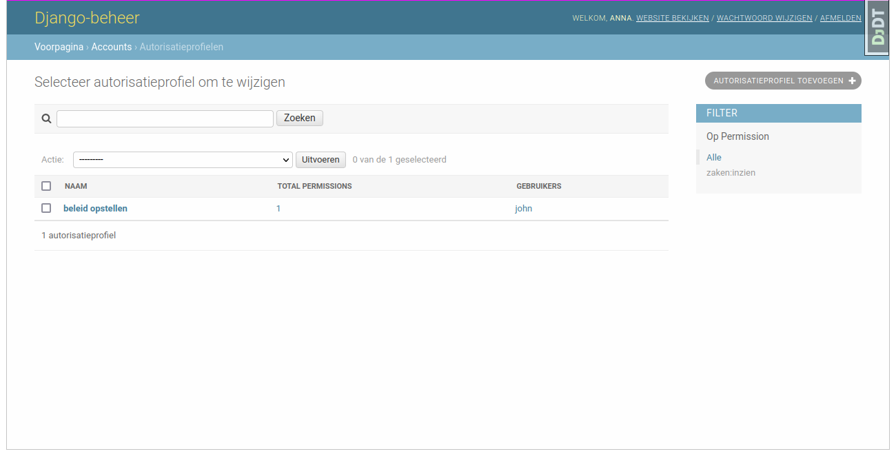 Auth profile page