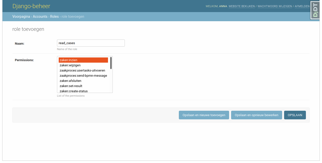 Fill in role data